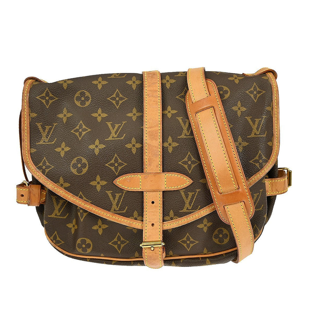 Louis Vuitton Saumur Handbag Monogram Canvas Brown Canvas Shoulder Bag