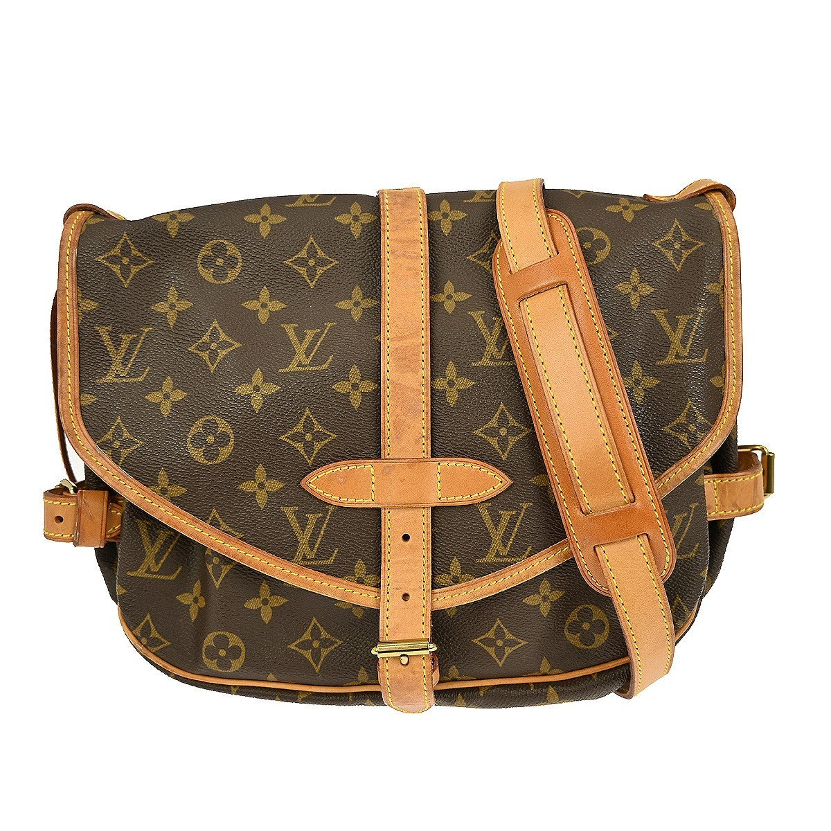 Louis Vuitton Saumur Handbag Monogram Canvas Brown Canvas Shoulder Bag