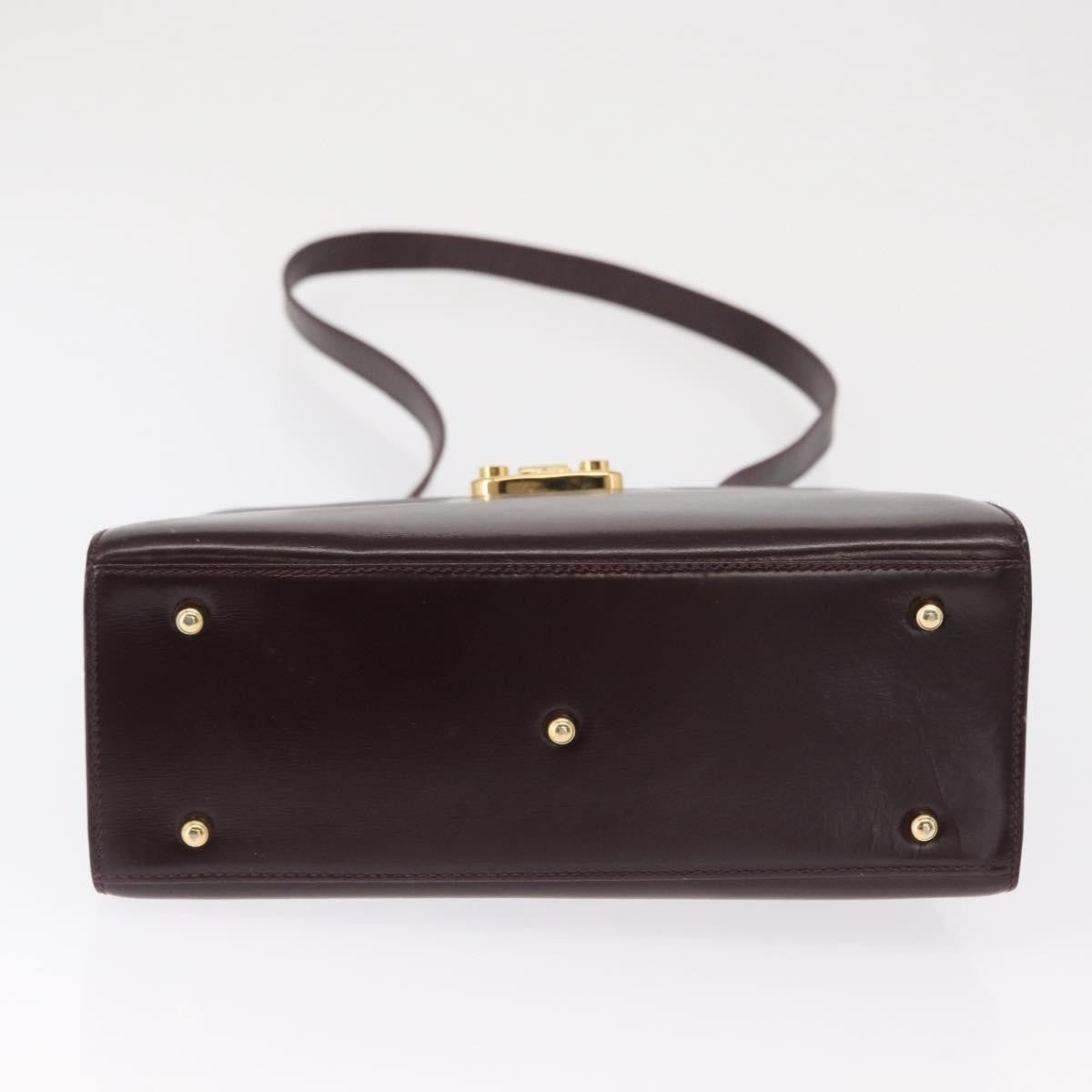 Gucci Vintage Lady Lock Top Handle Bag Leather Burgundy Leather Handbag (Pre-Owned)