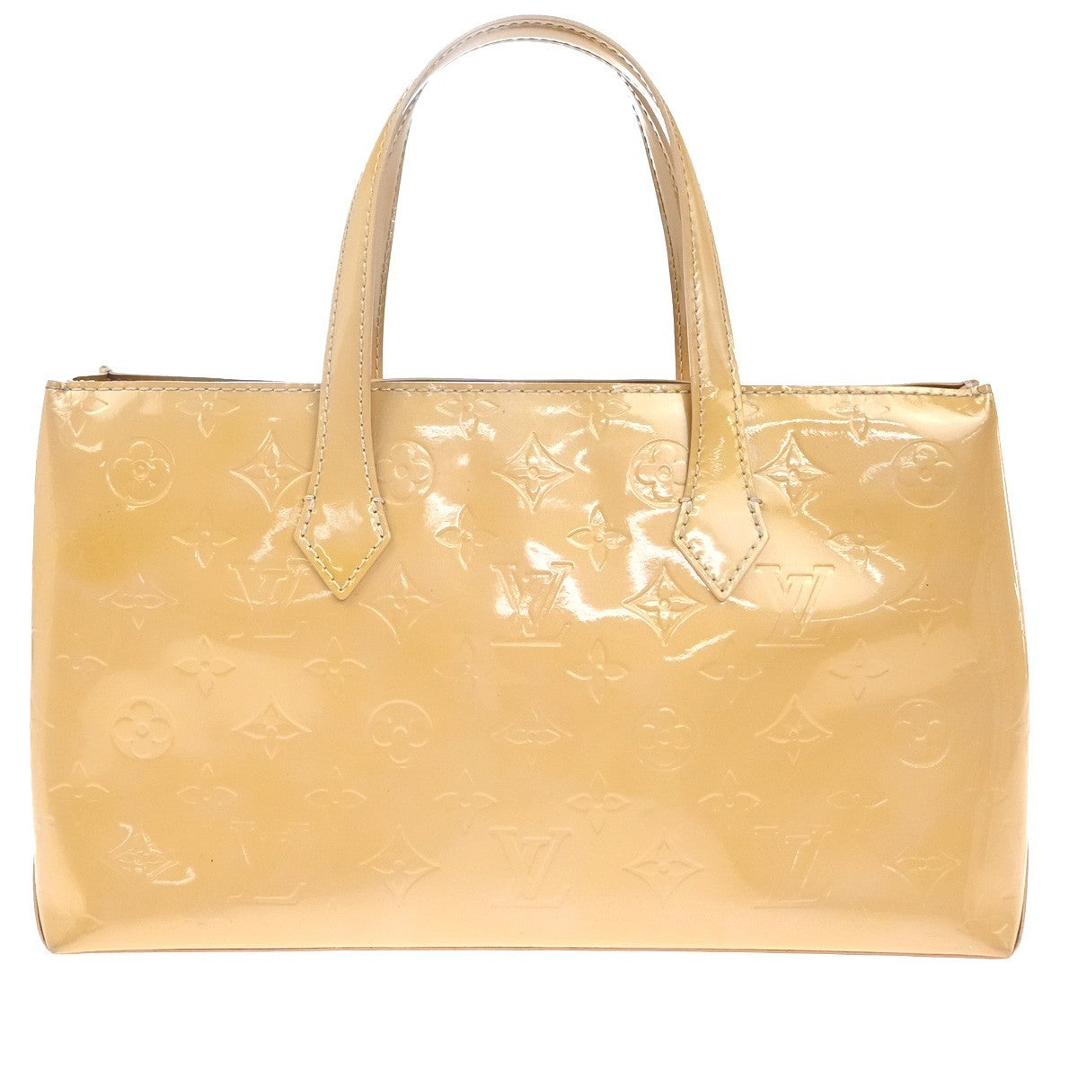 Louis Vuitton Wilshire Handbag Monogram Vernis Beige Patent_Leather Handbag