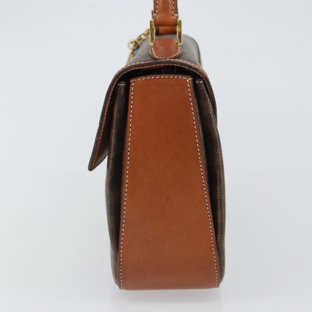 Celine Vintage Convertible Top Handle Bag Macadam Coated Canvas Brown Pvc Handbag