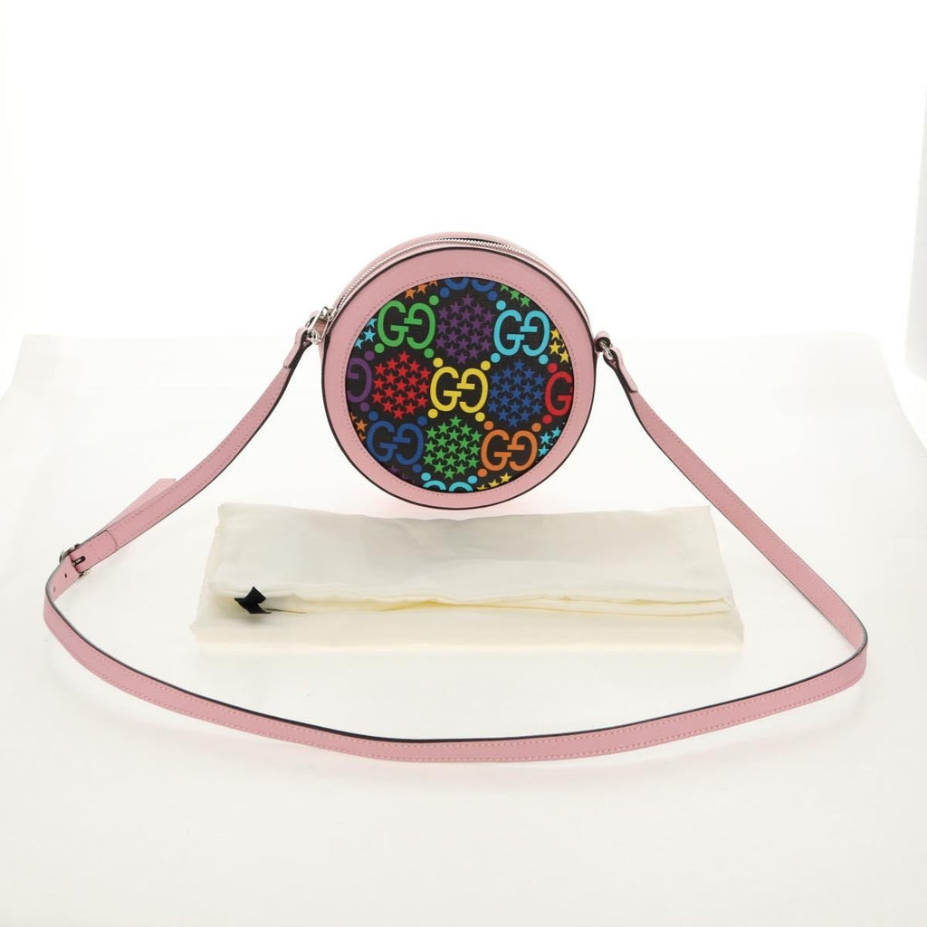 Gucci Round Shoulder Bag Psychedelic Print Gg Coated Canvas Multicolour Canvas Shoulder Bag Bag (Pre-Owned)