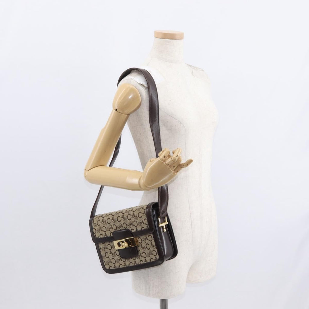 Celine Vintage Horse Carriage C Macadam Shoulder Bag Canvas And Leather Beige Canvas Shoulder Bag Bag