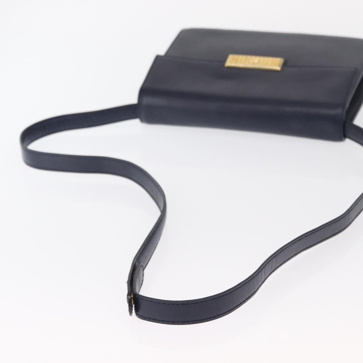 Christian Dior Vintage Cd Flap Shoulder Bag Leather Navy Leather Shoulder Bag Bag (Pre-Owned)