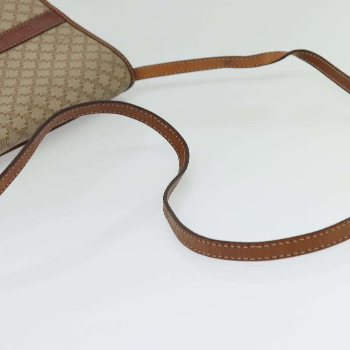 Celine Vintage Macadam Shoulder Bag Canvas And Leather Beige Canvas Bag