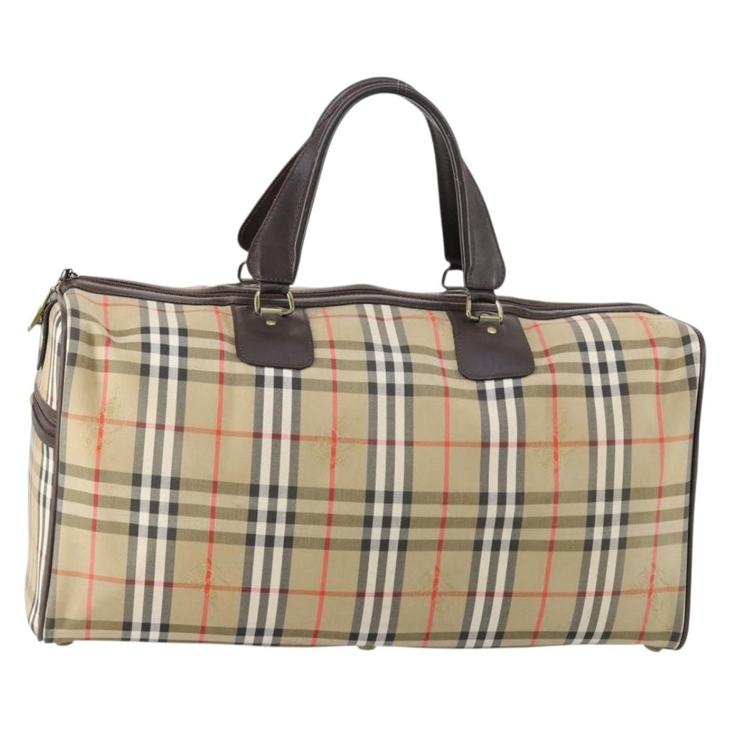Burberry Vintage Duffle Bag Haymarket Canvas Beige Canvas Travel Bag