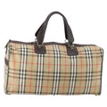 Burberry Vintage Duffle Bag Haymarket Canvas Beige Canvas Travel Bag