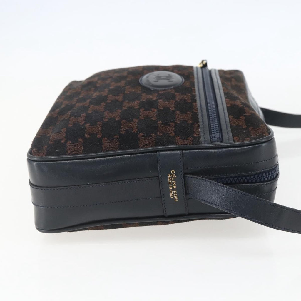 Celine C Macadam Shoulder Bag Suede Navy Suede Shoulder Bag Bag
