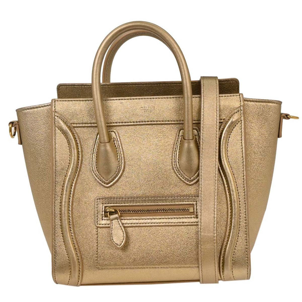 Celine Luggage Bag Smooth Leather Gold Leather Tote Bag Bag