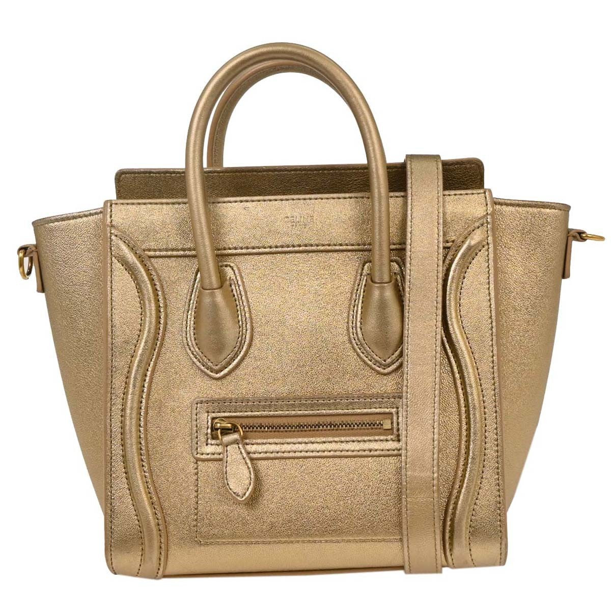Celine Luggage Bag Smooth Leather Gold Leather Tote Bag Bag