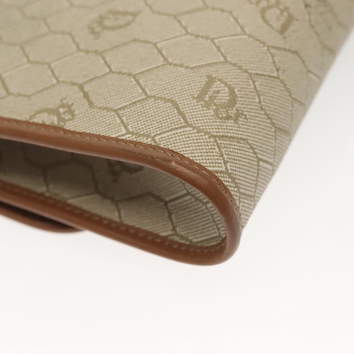 Christian Dior Vintage Honeycomb Chain Canvas Beige Canvas Bag (Pre-Owned)