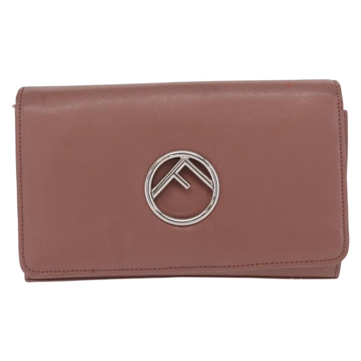 Fendi F Is Fendi Wallet On Chain Leather Pink Leather Shoulder Bag Bag