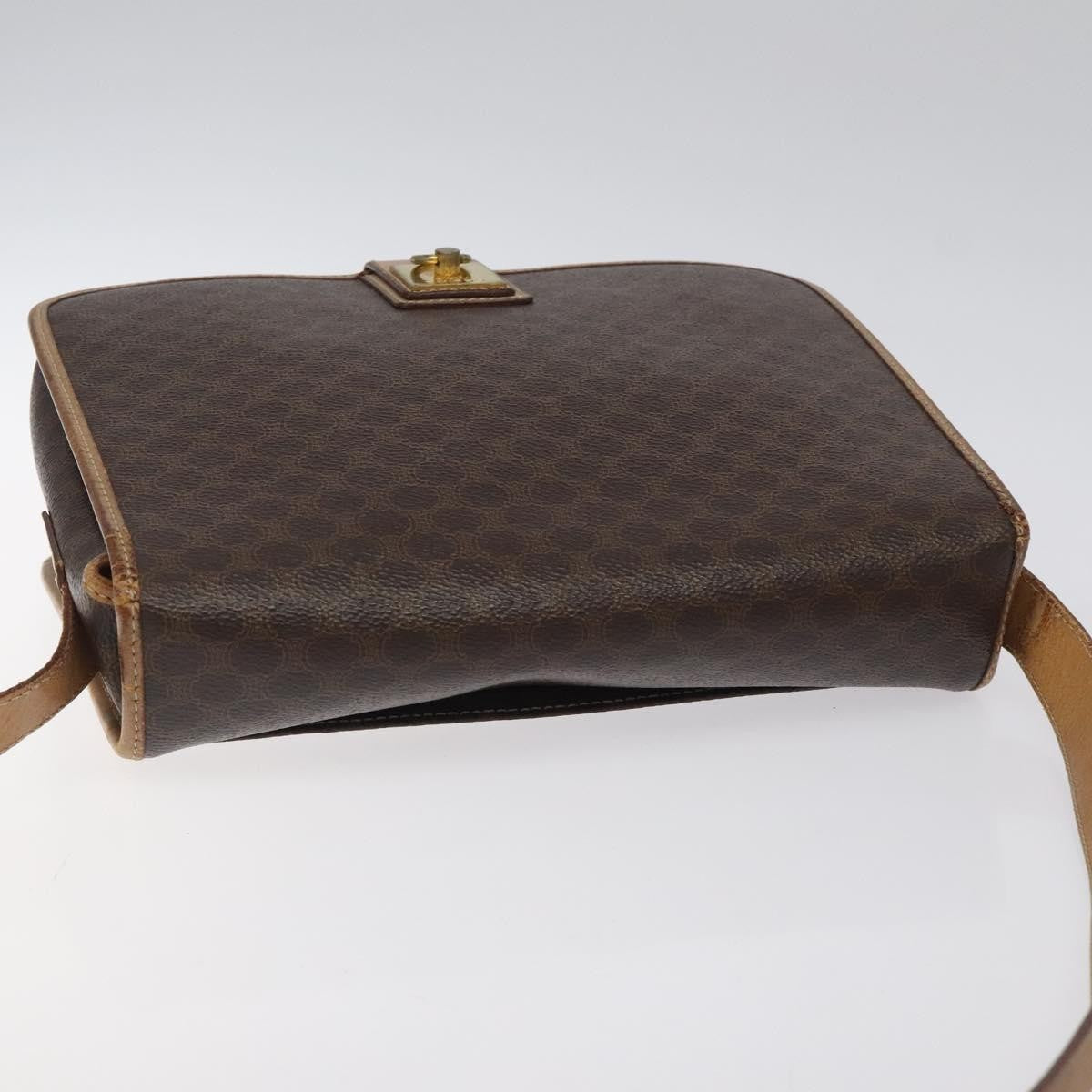 Celine Vintage Macadam Shoulder Bag Canvas And Leather Brown Canvas Shoulder Bag Bag