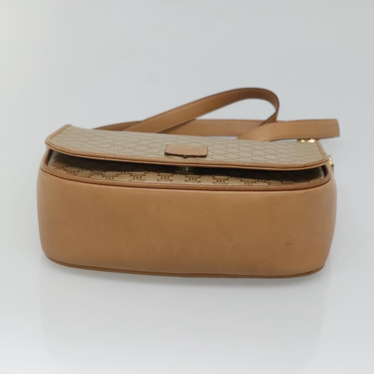 Celine Vintage Macadam Shoulder Bag Canvas And Leather Beige Canvas Shoulder Bag Bag