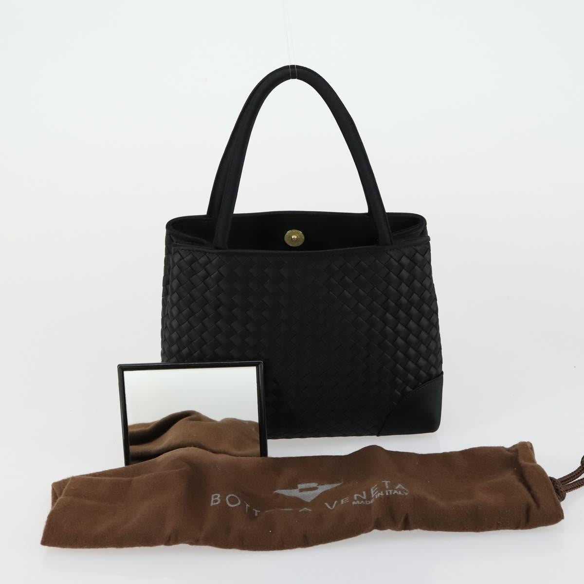 Bottega Veneta Intrecciato Handbag Satin Black Satin Handbag