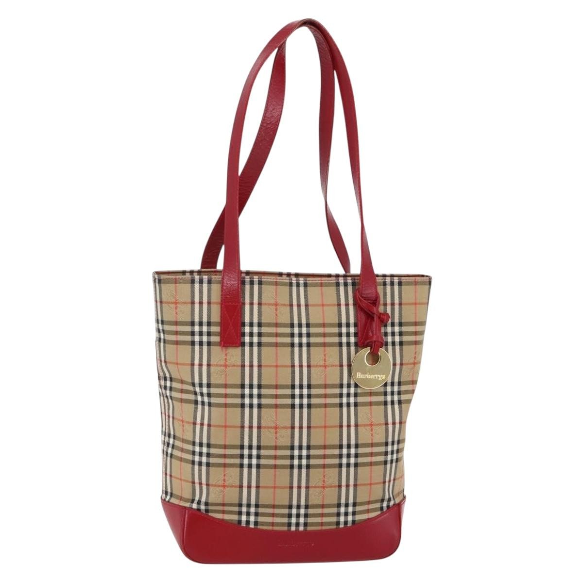 Burberry Nova Check Tote Canvas Check Pattern Beige Canvas Tote Bag