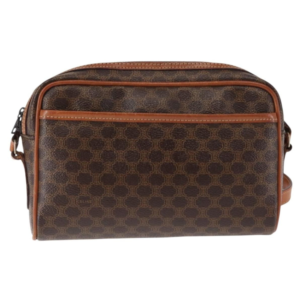 Celine Macadam Shoulder Bag Pvc Leather Brown Canvas Bag
