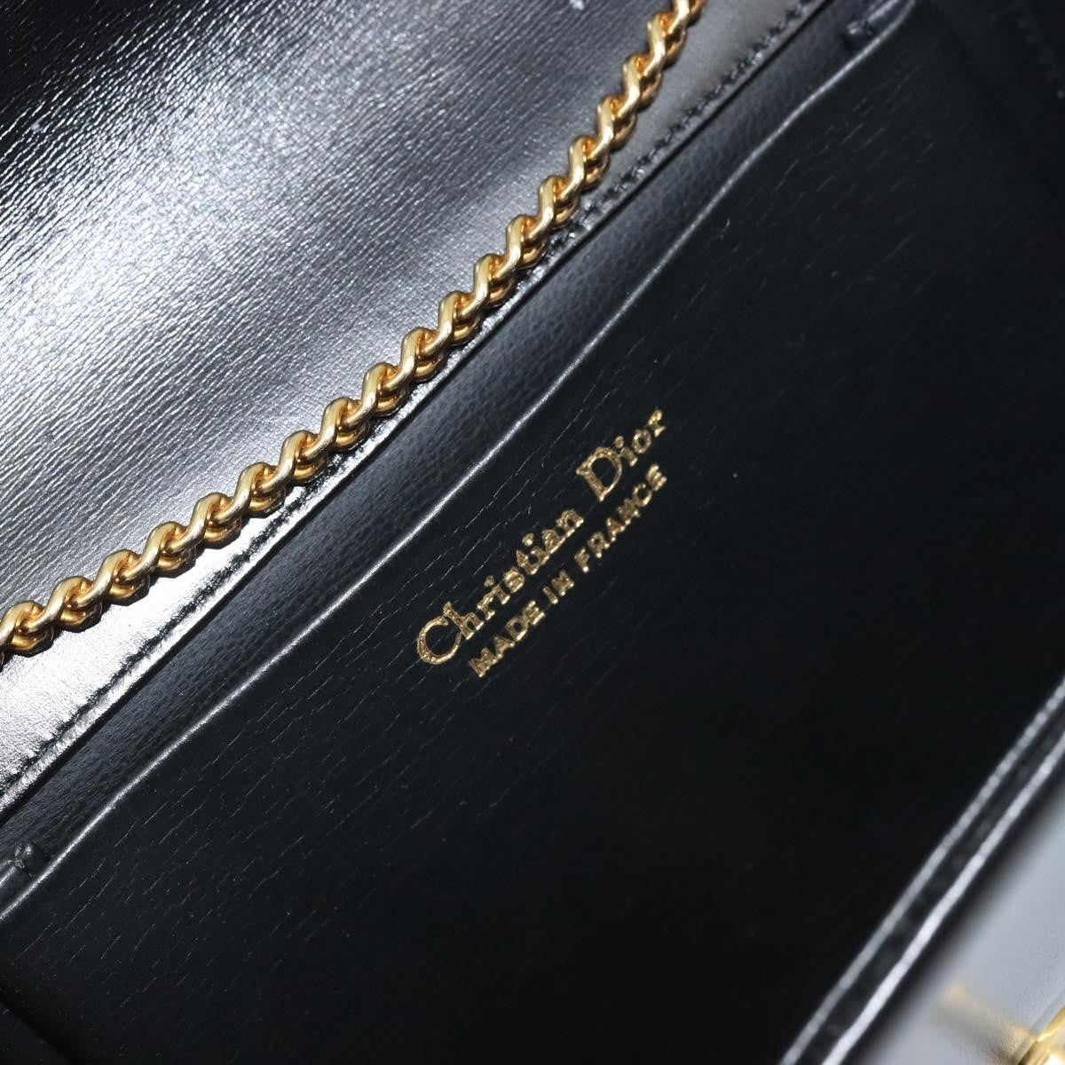 Christian Dior Vintage Cd Chain Flap Shoulder Bag Leather Black Leather Shoulder Bag Bag (Pre-Owned)
