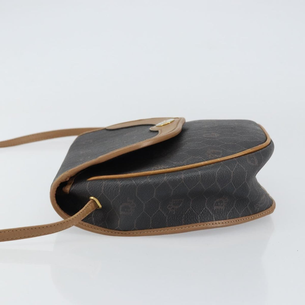 Christian Dior Vintage Honeycomb Flap Crossbody Bag Coated Canvas Black Canvas Shoulder Bag Bag (Pre-Owned)