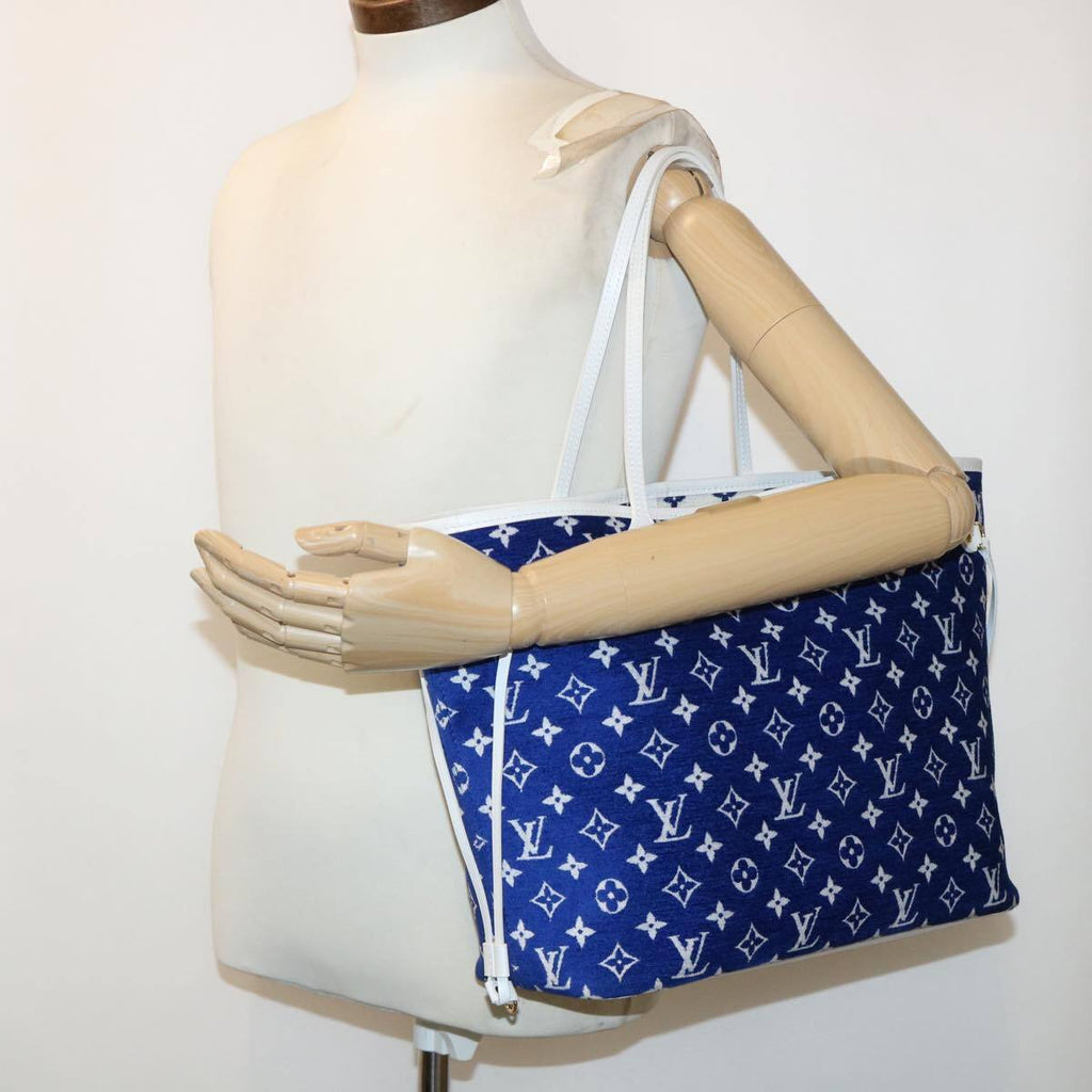 Louis Vuitton Neverfull Nm Tote Lv Match Monogram Jacquard Velvet Blue Velvet Tote Bag
