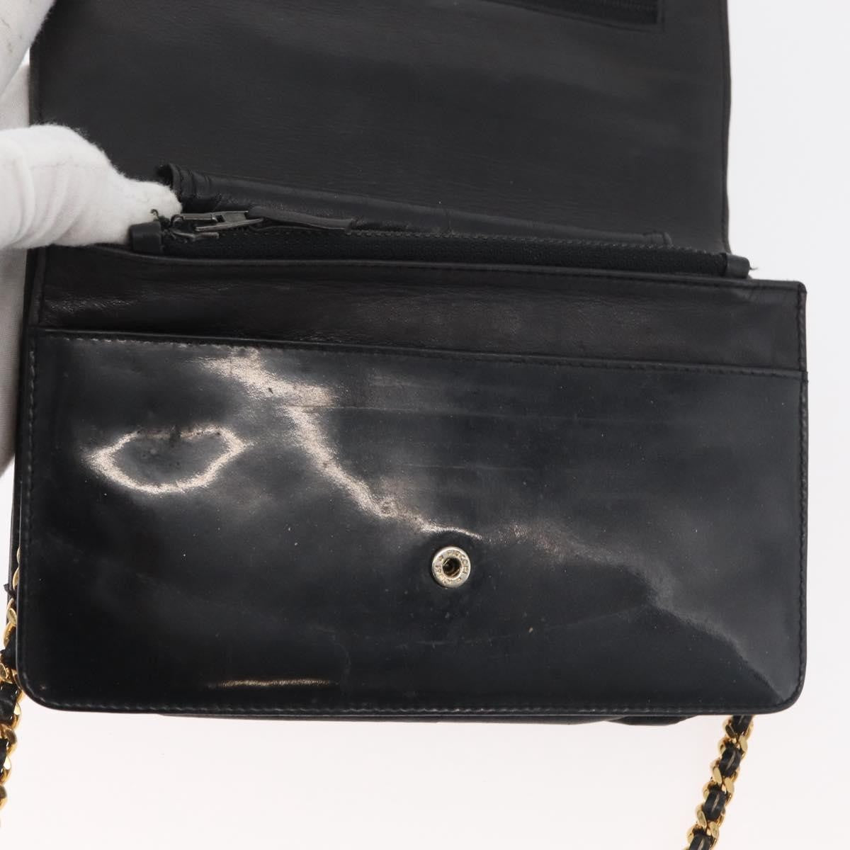 Chanel Vintage Cc Wallet On Chain Patent Black Patent_Leather Shoulder Bag Bag