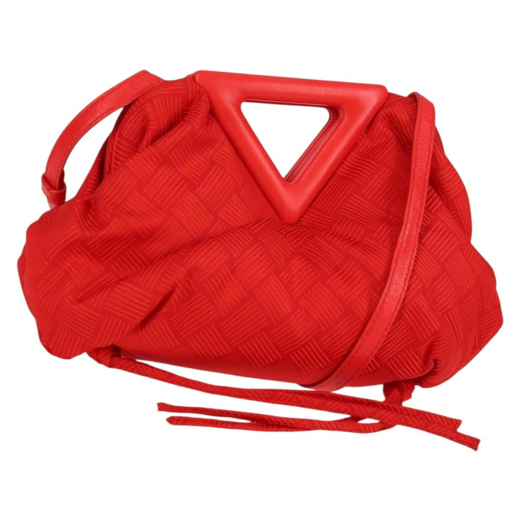 Bottega Veneta Point Shoulder Bag Chunky Knit Fabric Red Nylon Shoulder Bag Bag