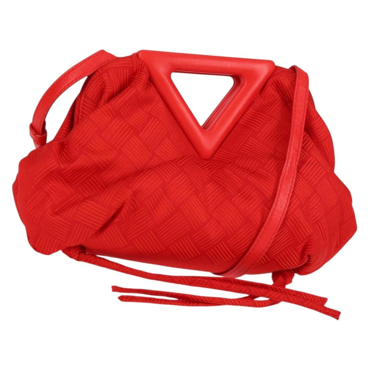 Bottega Veneta Point Shoulder Bag Chunky Knit Fabric Red Nylon Shoulder Bag Bag
