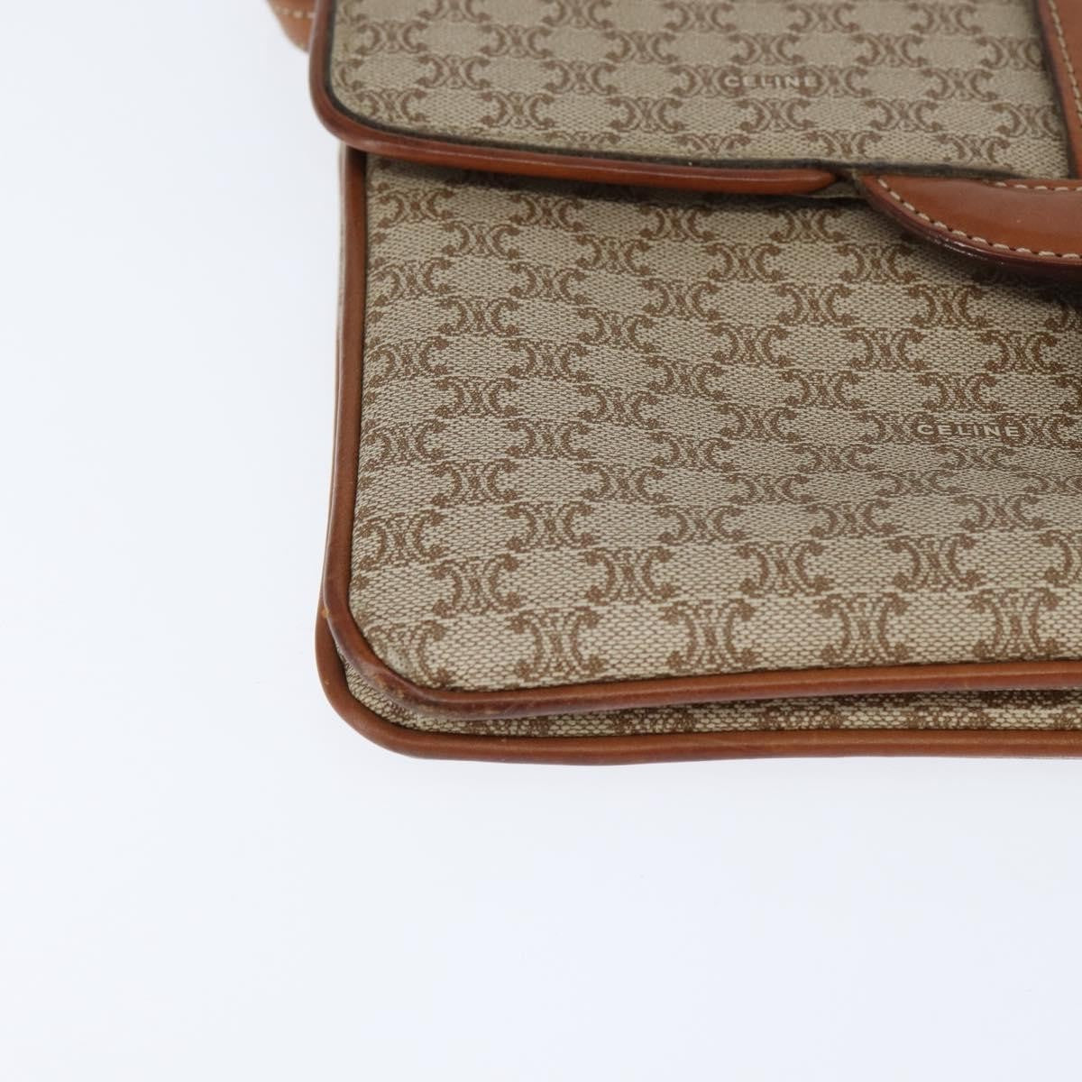 Celine Vintage Macadam Shoulder Bag Canvas And Leather Beige Canvas Shoulder Bag Bag