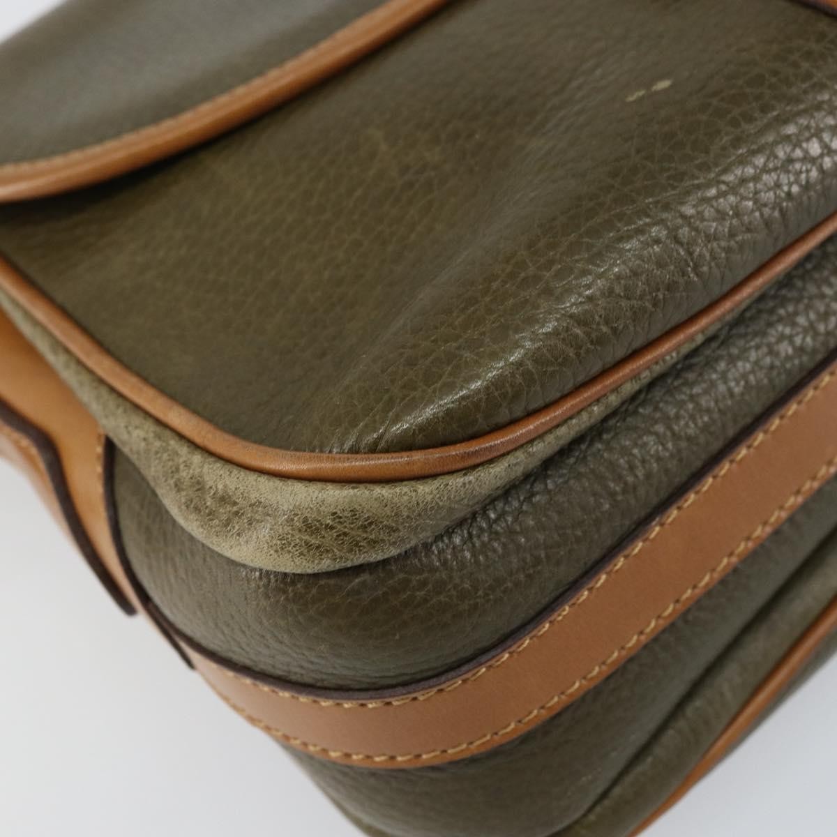 Celine Vintage Shoulder Bag Leather Khaki Leather Shoulder Bag Bag