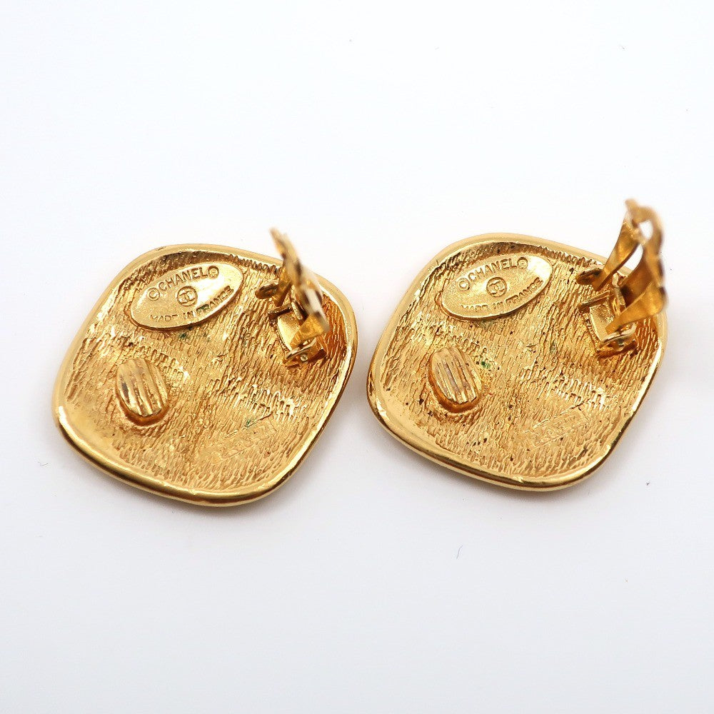 Chanel Cc Rhombus Clip-On Earrings Metal Gold Gold_Plated Earrings Jewelry