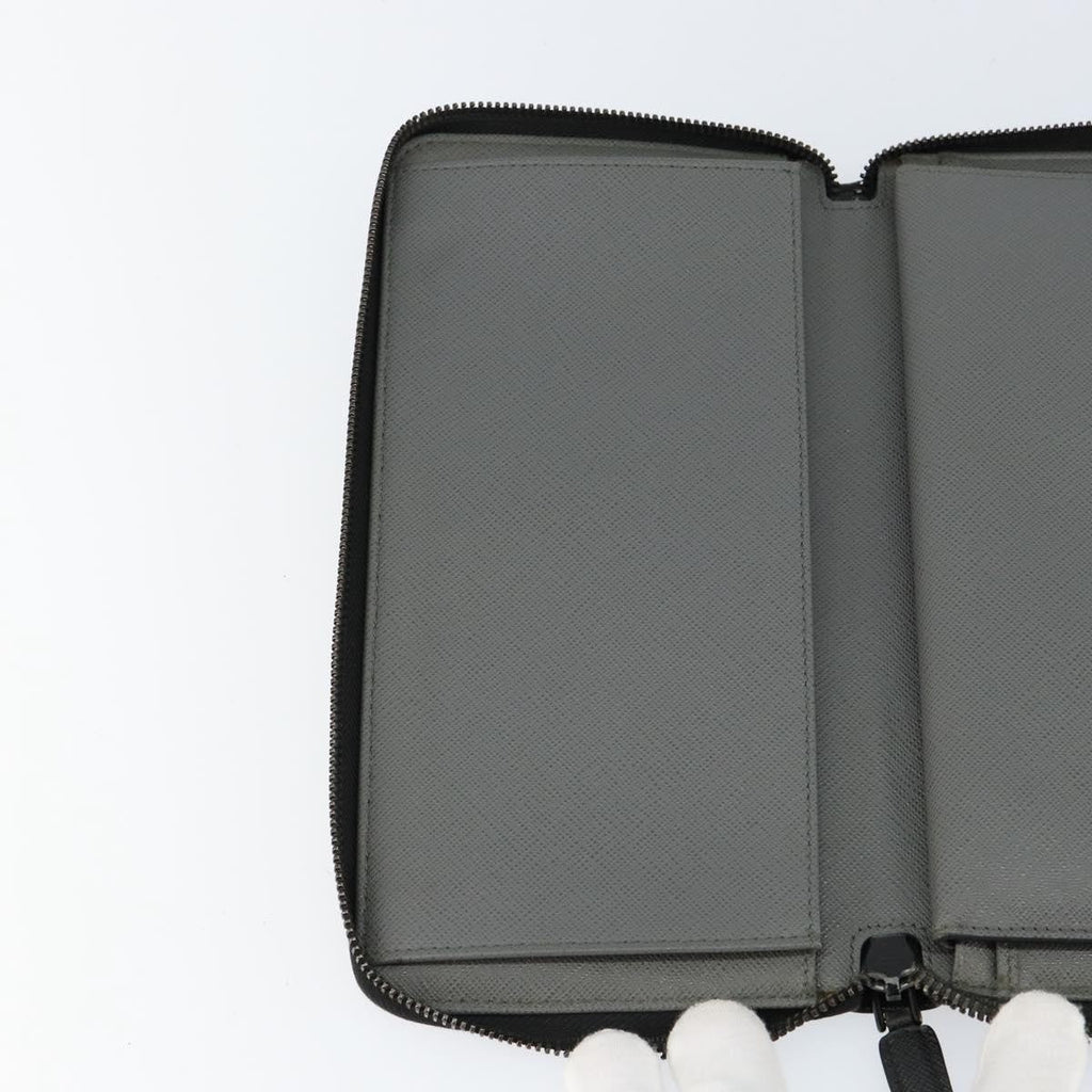 Prada Saffiano Wallet Leather Black Leather Wallets Accessory