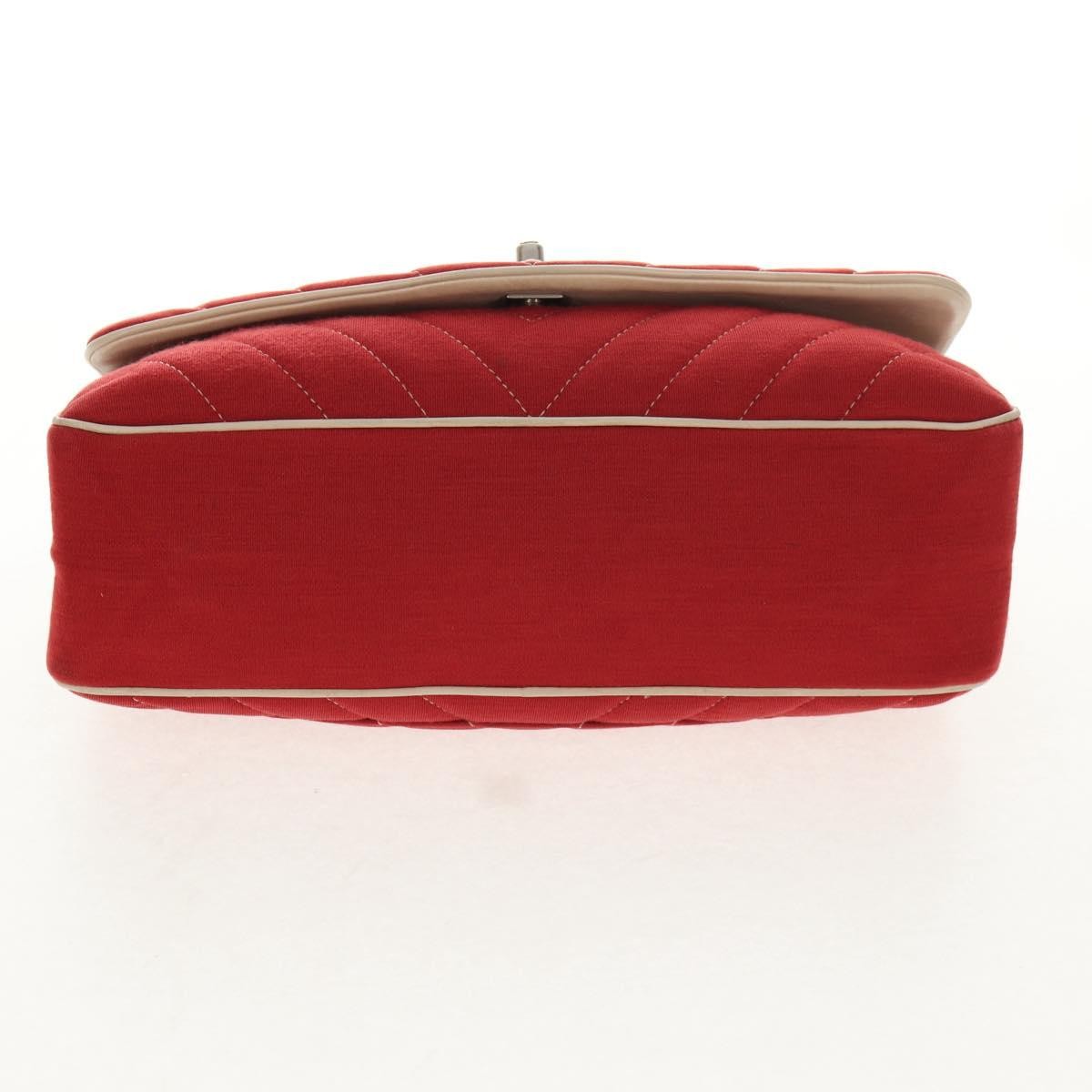 Chanel Leo Lion Flap Bag Chevron Jersey Red Cotton Shoulder Bag Bag