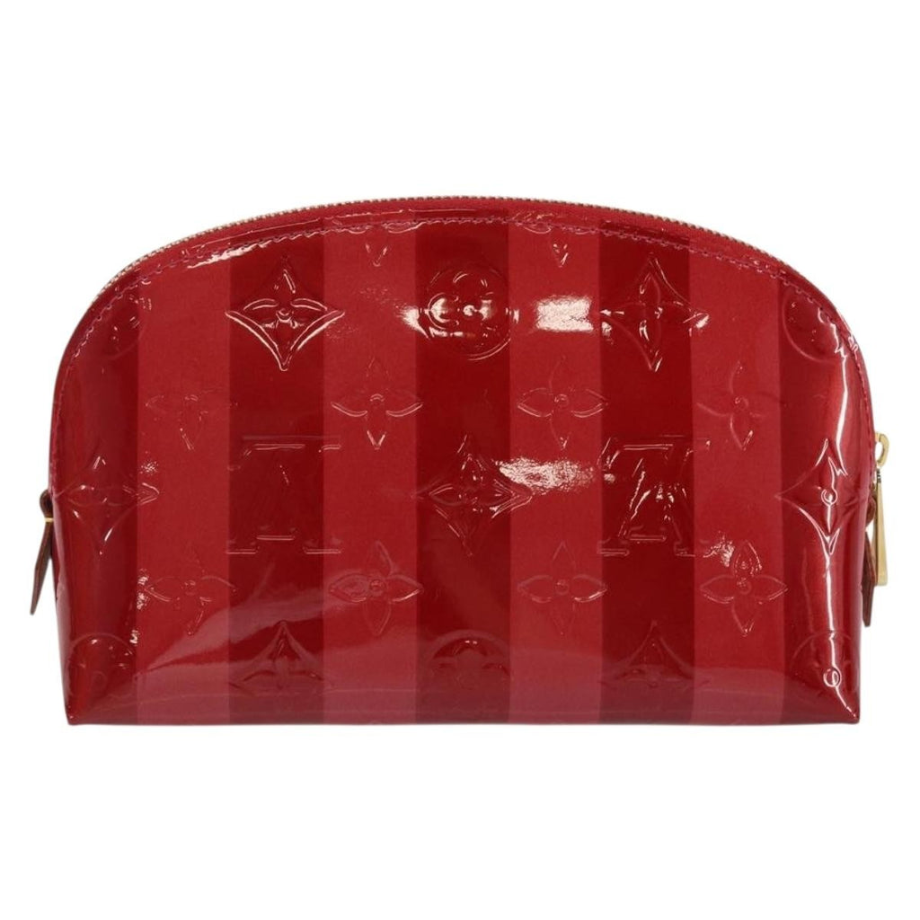 Louis Vuitton Cosmetic Pouch Limited Edition Monogram Vernis Rayures Red Patent_Leather Bag