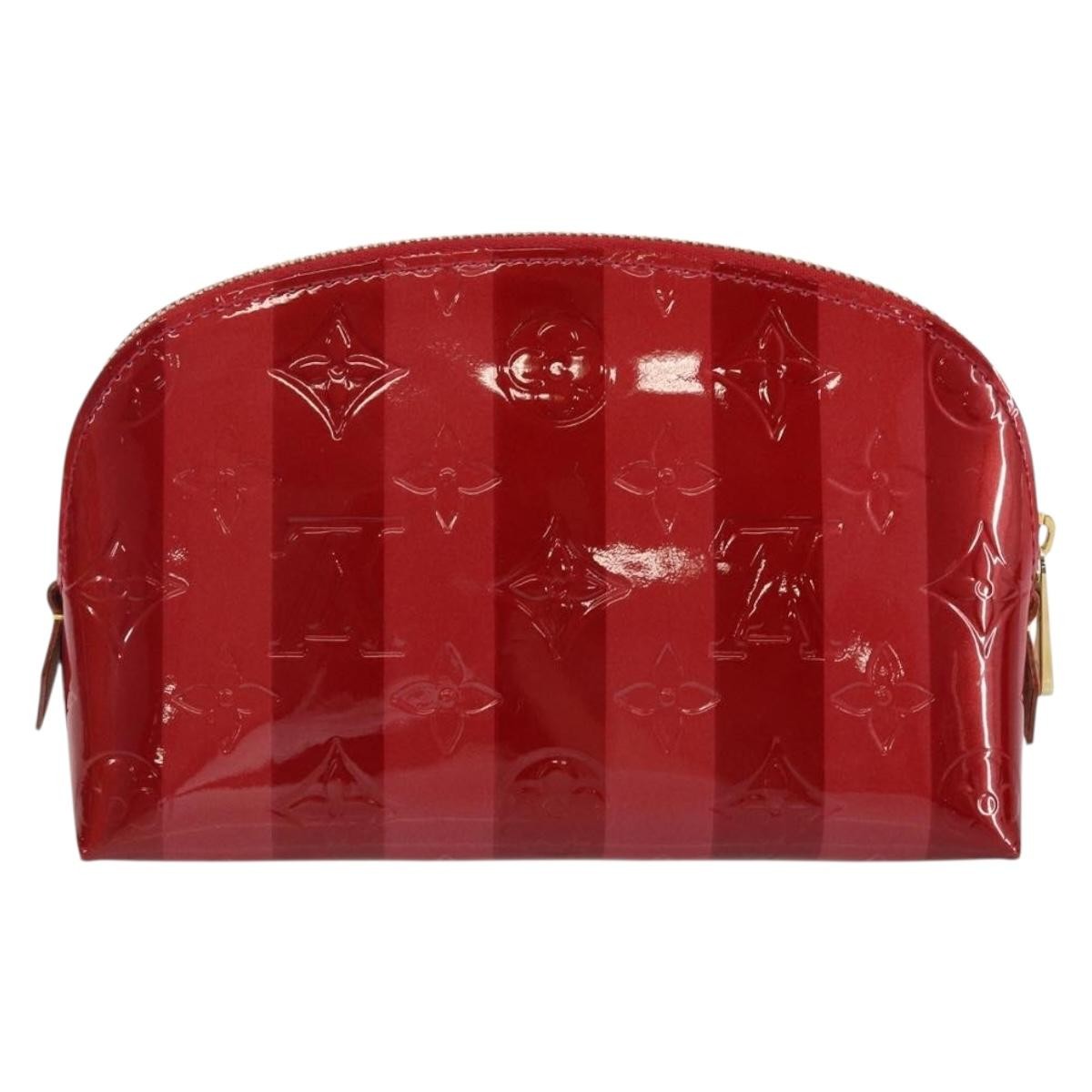 Louis Vuitton Cosmetic Pouch Limited Edition Monogram Vernis Rayures Red Patent_Leather Bag