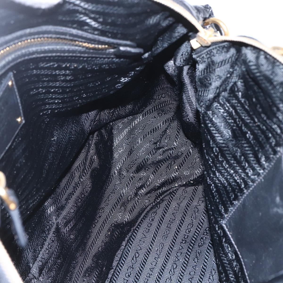 Prada Waves Hobo Leather And Tessuto Black Leather Handbag