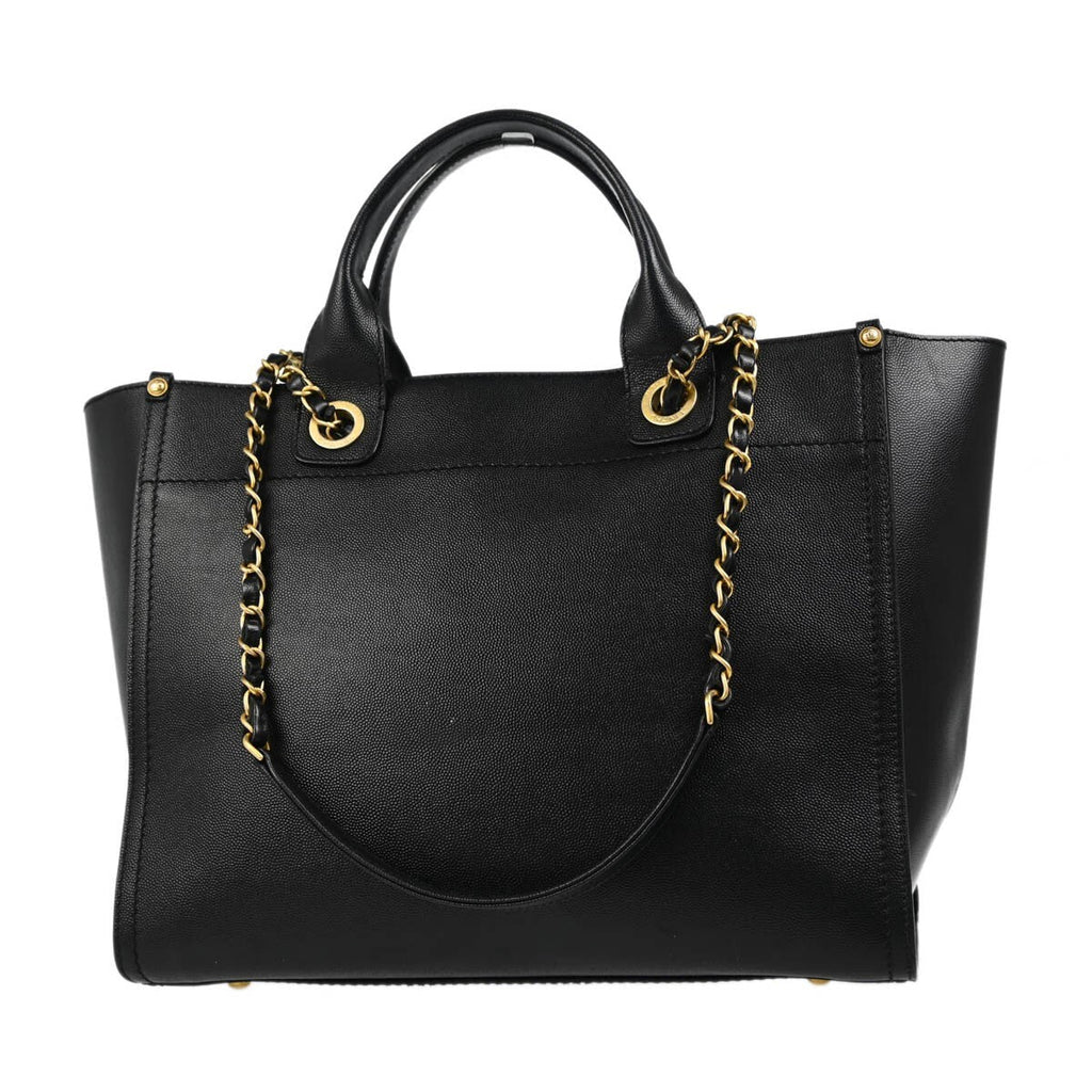 Chanel Deauville Tote Studded Caviar Black Leather Tote Bag Bag