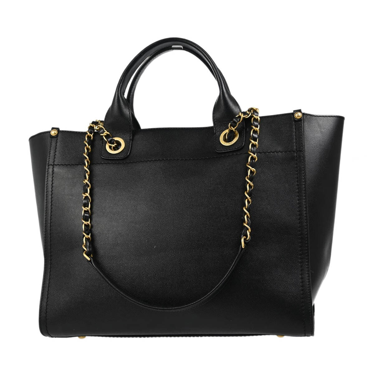 Chanel Deauville Tote Studded Caviar Black Leather Tote Bag Bag