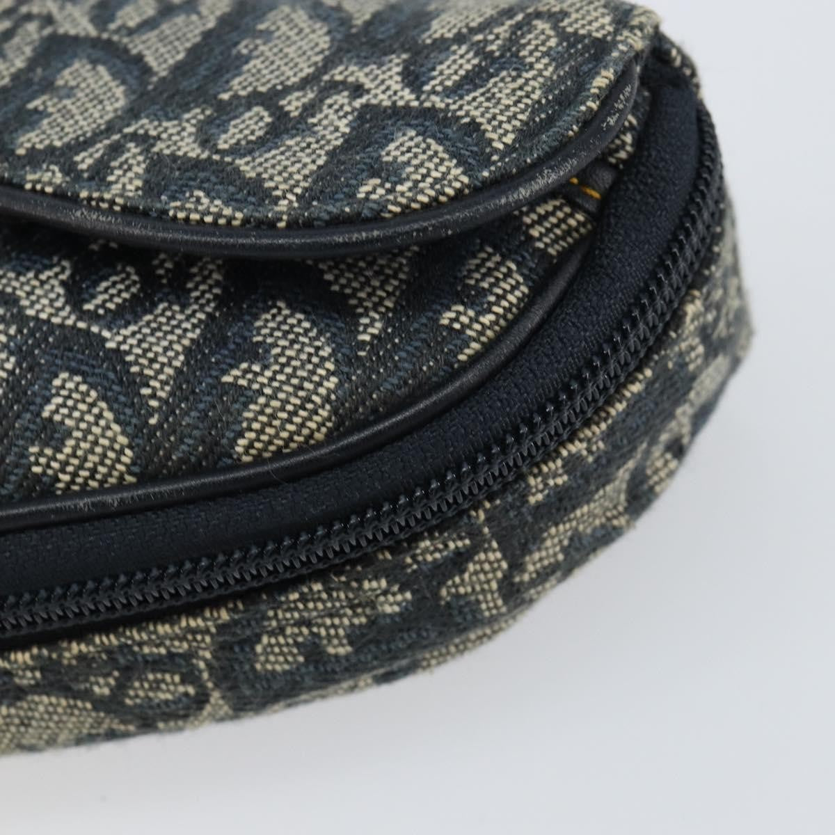 Christian Dior Vintage Saddle Coin Purse Diorissimo Canvas Blue Canvas Clutche & Pouche Bag (Pre-Owned)