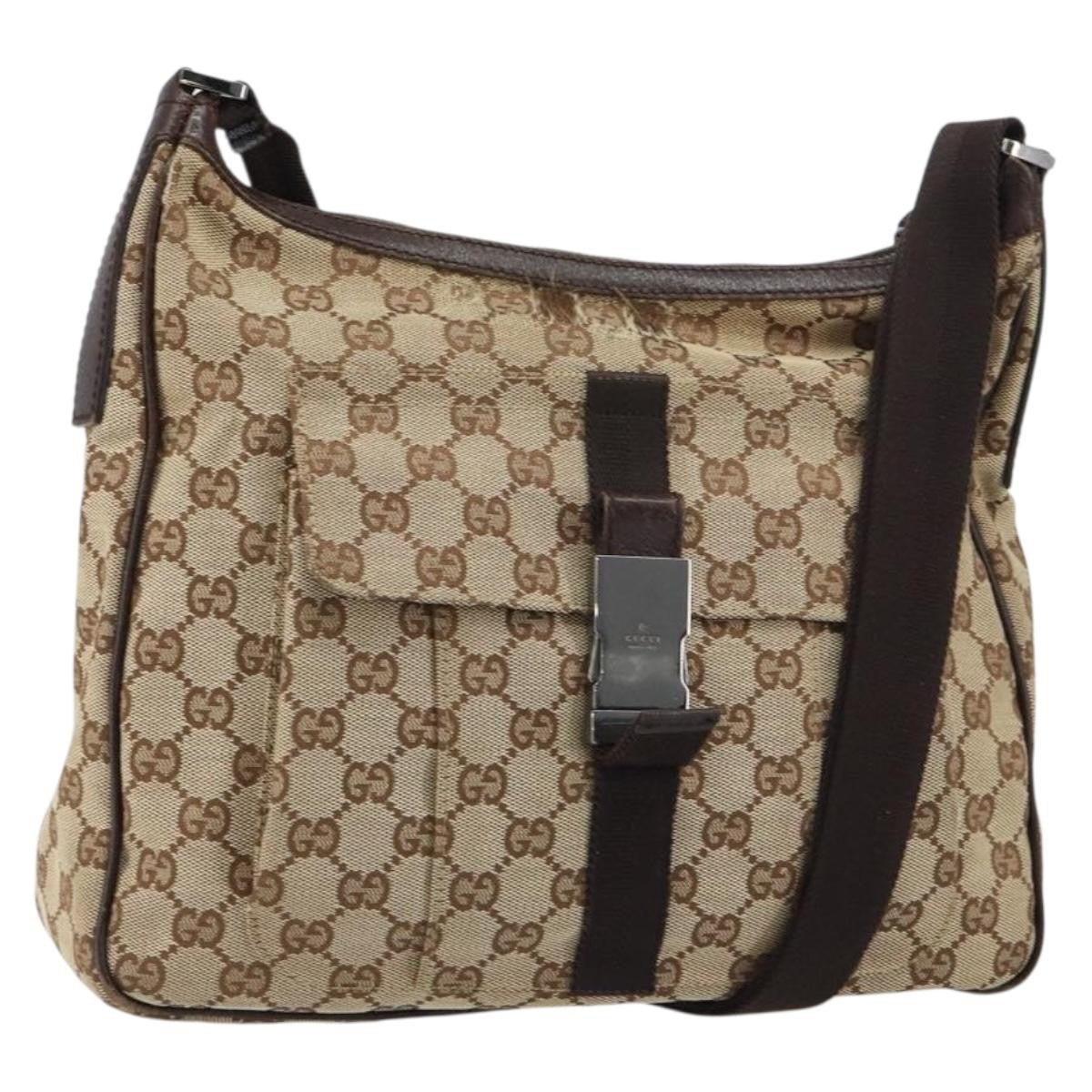Gucci Gg Canvas Bag Canvas Beige Canvas Shoulder Bag Bag (Pre-Owned)