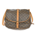 Louis Vuitton Saumur Handbag Monogram Canvas Brown Leather Shoulder Bag