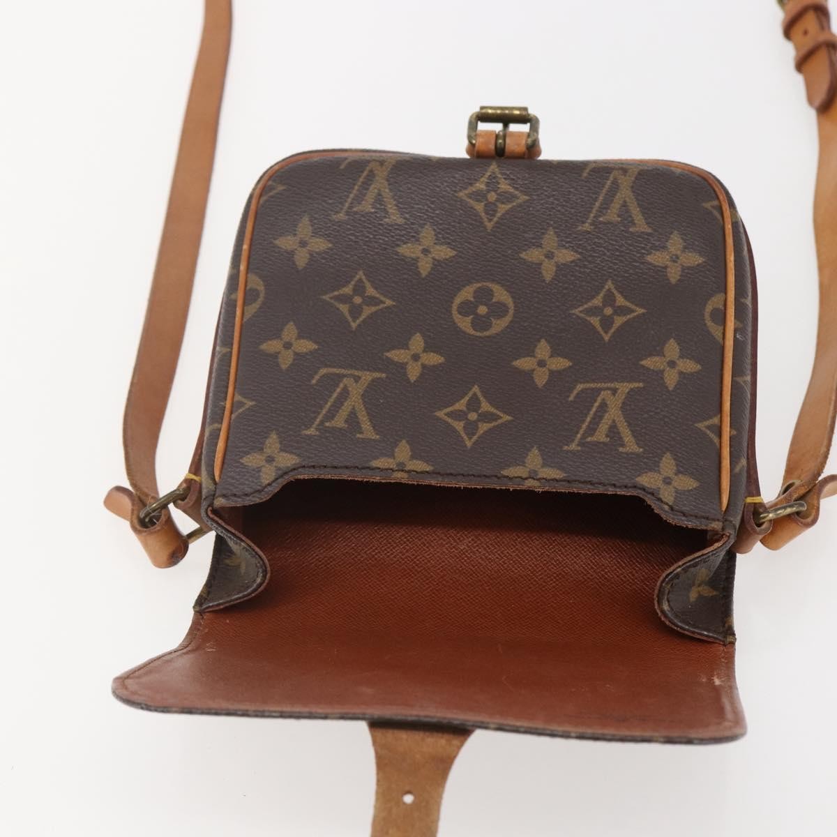 Louis Vuitton Cartouchiere Handbag Monogram Canvas Brown Canvas Shoulder Bag