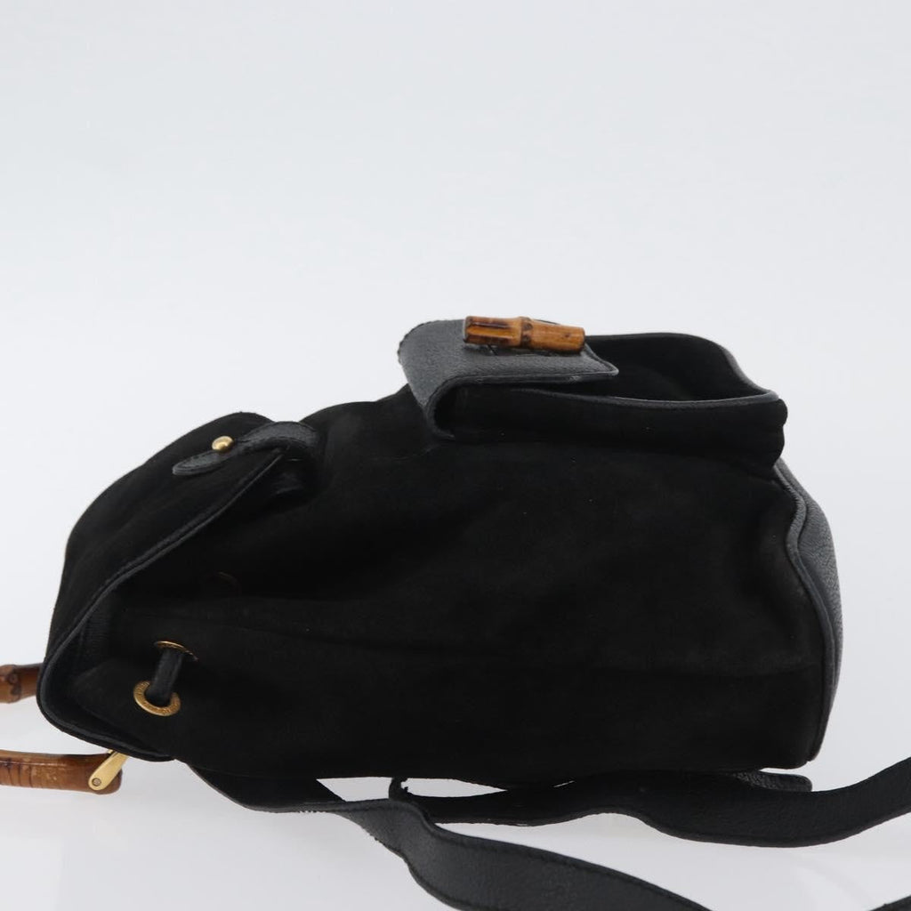 Gucci Gucci Bamboo Backpack Daim Black Suede Backpack Bag (Pre-Owned)