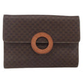 Celine Vintage Macadam Circle Logo Shoulder Bag Canvas And Leather Brown Canvas Shoulder Bag Bag