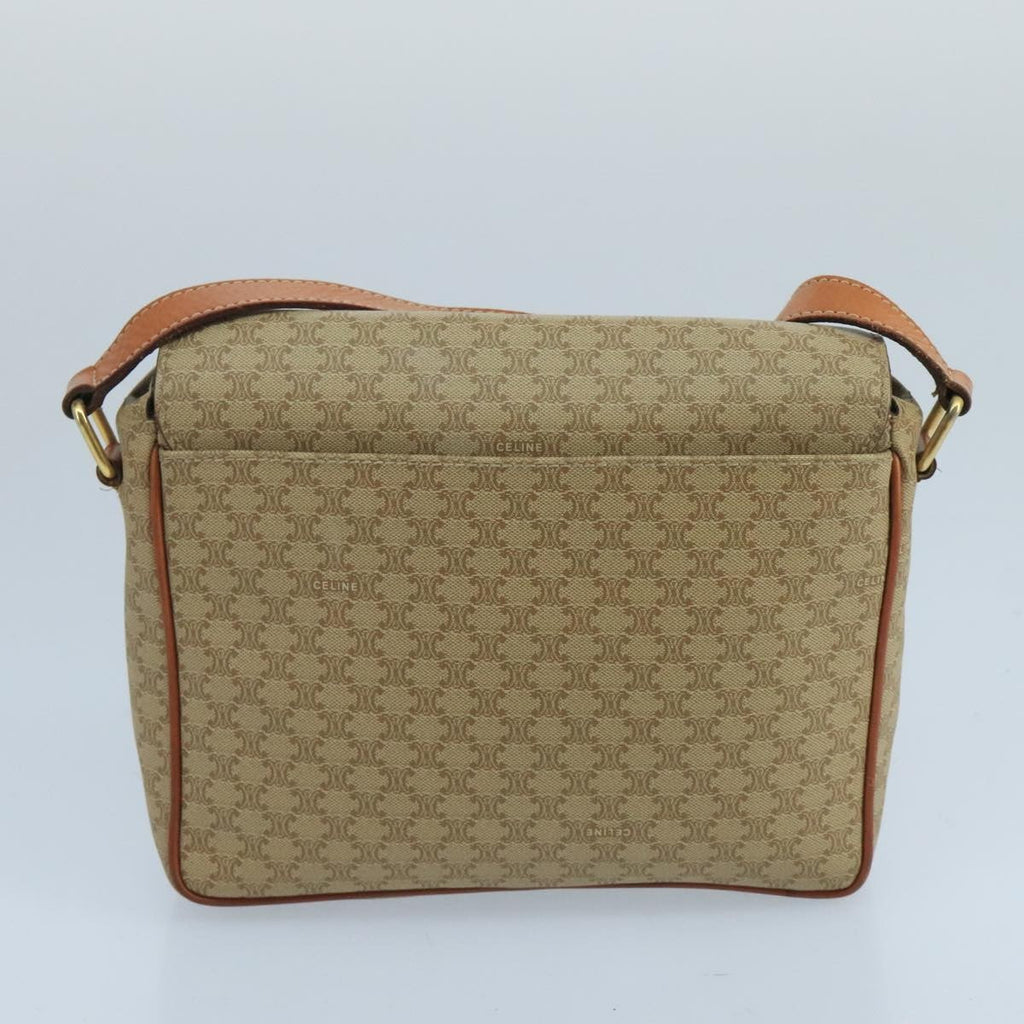 Celine Vintage Macadam Circle Logo Shoulder Bag Canvas And Leather Beige Canvas Shoulder Bag Bag
