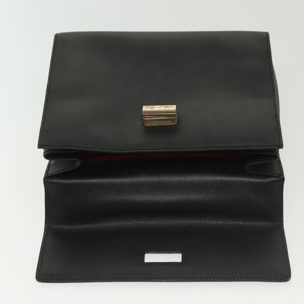 Celine Vintage Convertible Turnlock Top Handle Bag Leather Black Leather Bag