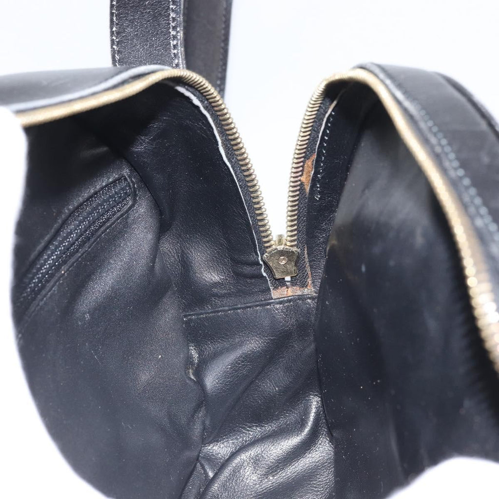 Celine Circle Logo Shoulder Bag Leather Black Leather Shoulder Bag Bag