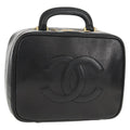 Chanel Vintage Timeless Zip Around Vanity Case Caviar Black Leather Clutche & Pouche Bag
