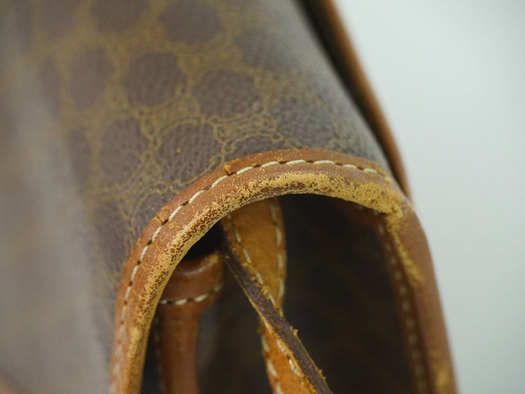 Celine Vintage Macadam Shoulder Bag Canvas And Leather Brown Canvas Shoulder Bag Bag