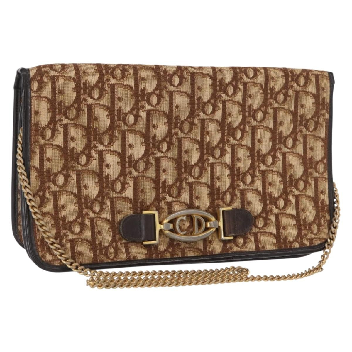 Christian Dior Vintage Trotter Shoulder Bag Canvas Beige Canvas Shoulder Bag Bag (Pre-Owned)