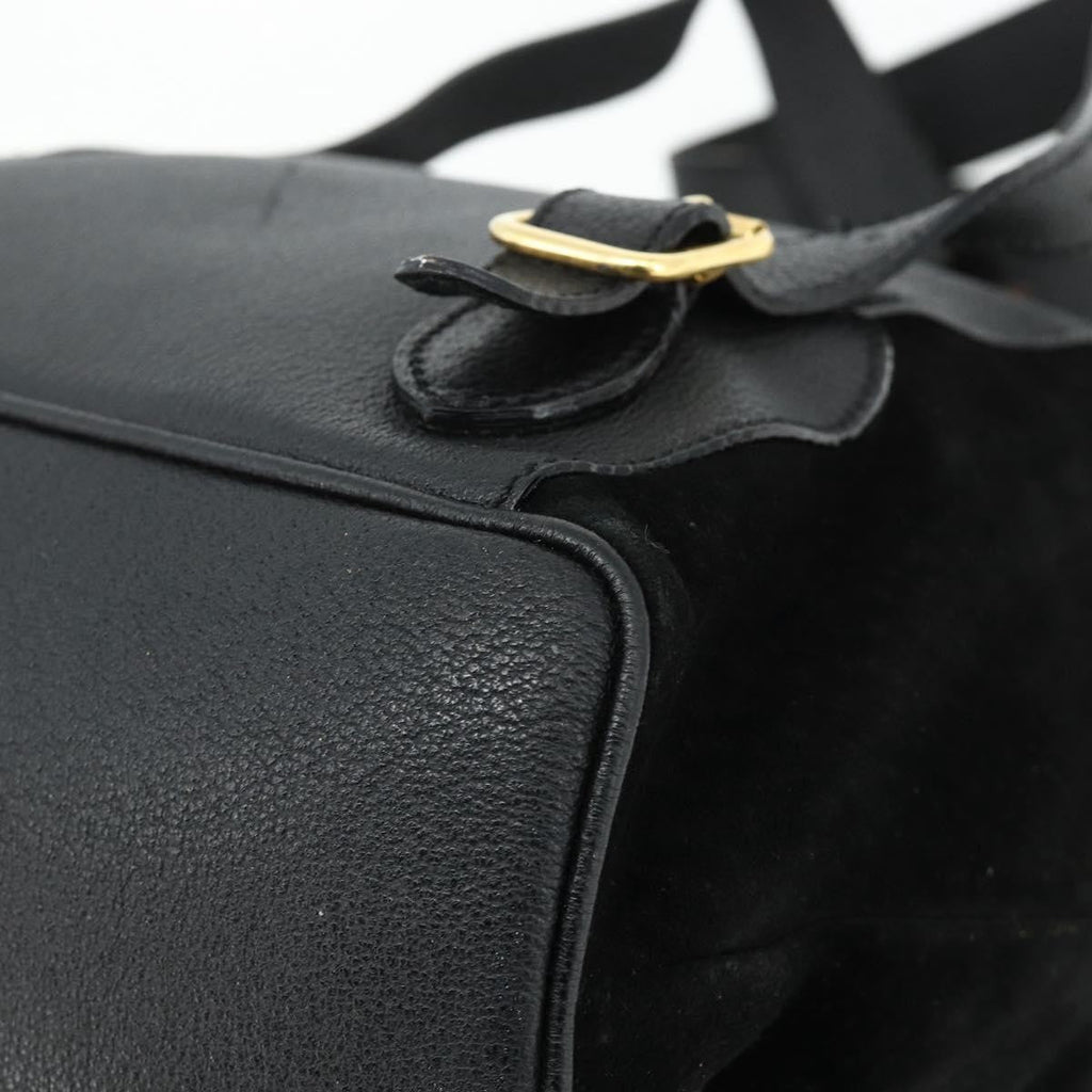Gucci Vintage Bamboo Backpack Suede Black Suede Backpack Bag (Pre-Owned)
